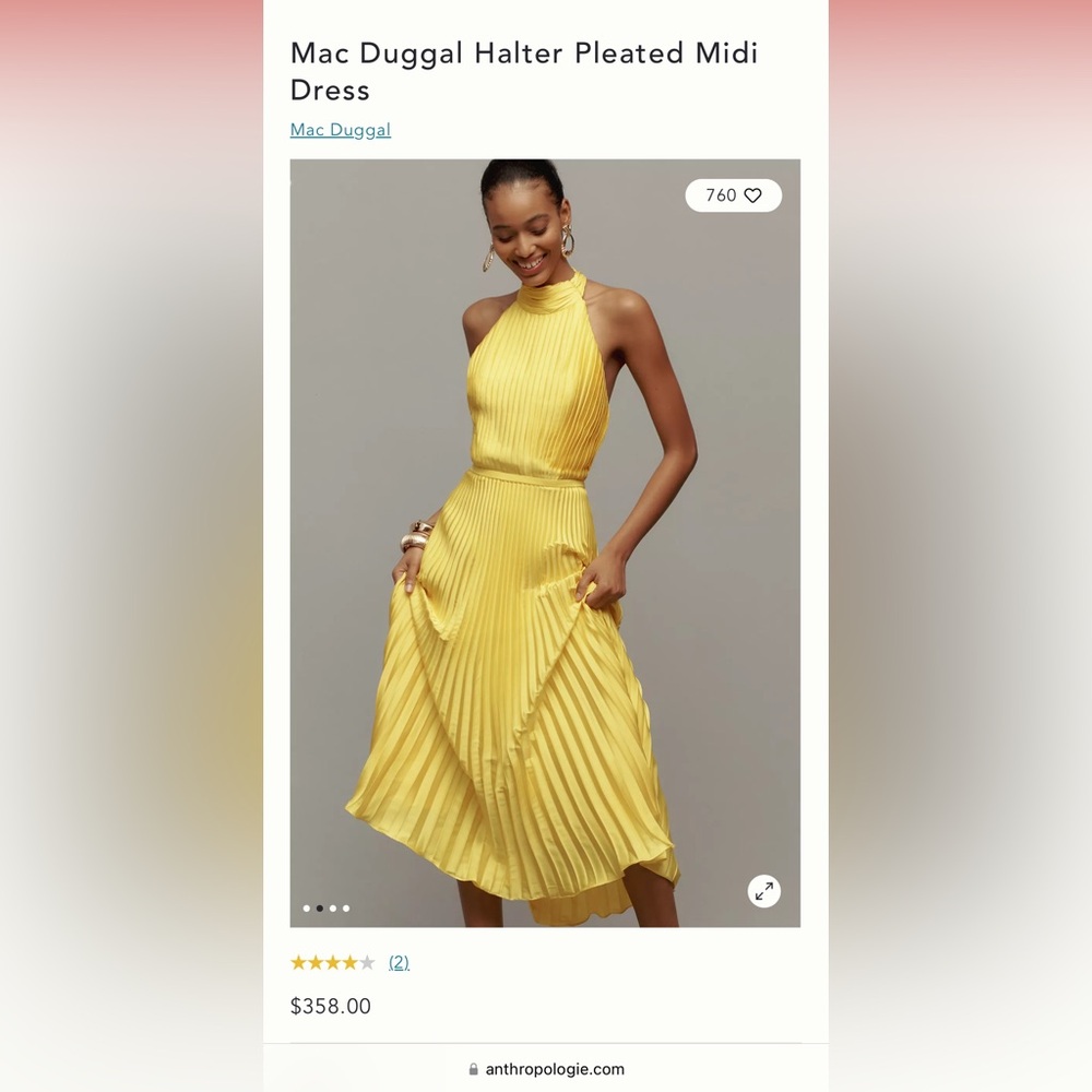 Mac Duggal Halted Pleated Midi Dress NWT